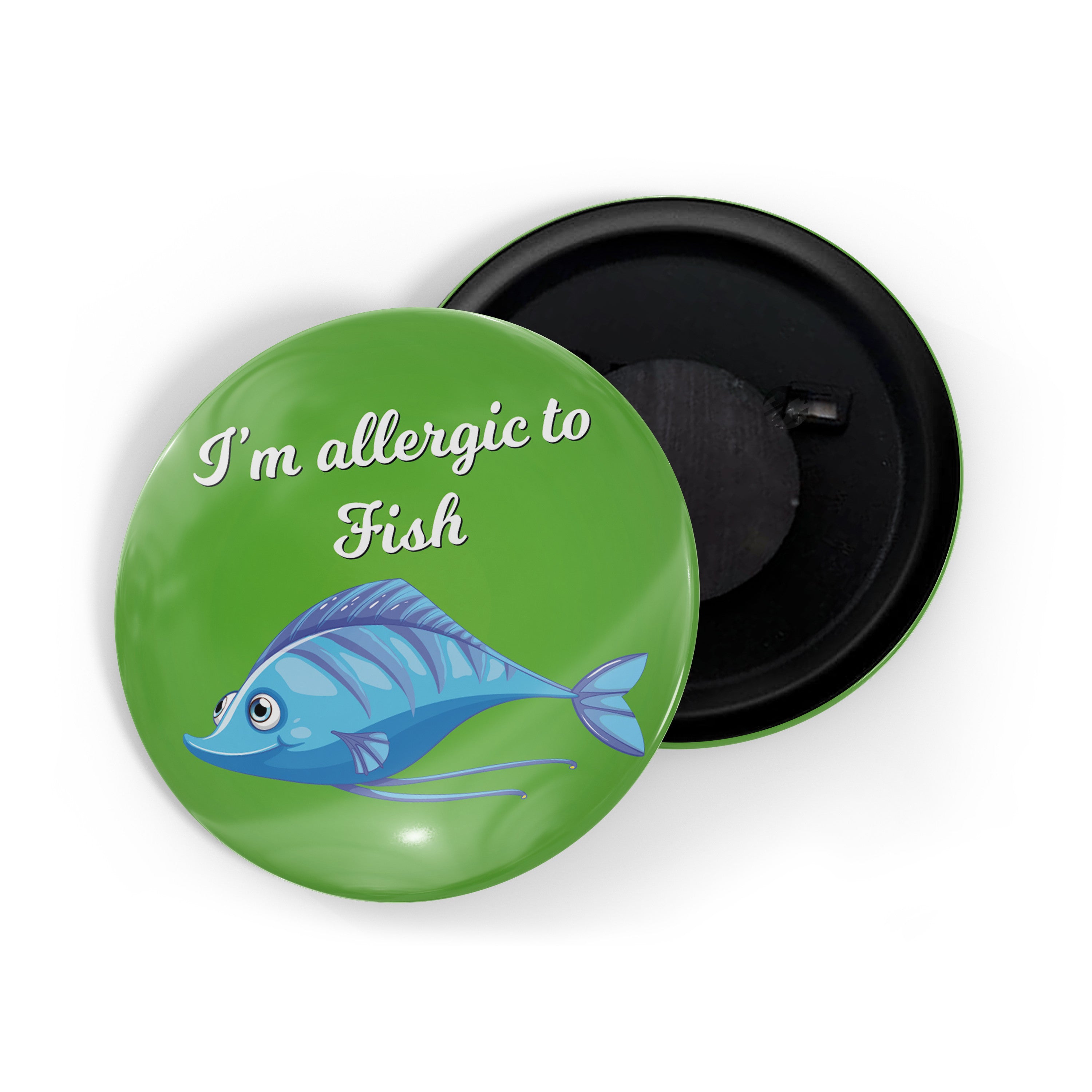 dhcrafts Fridge Magnet Green I'm Allergic To Fish Glossy Finish Design Pack of 1 (58mm)